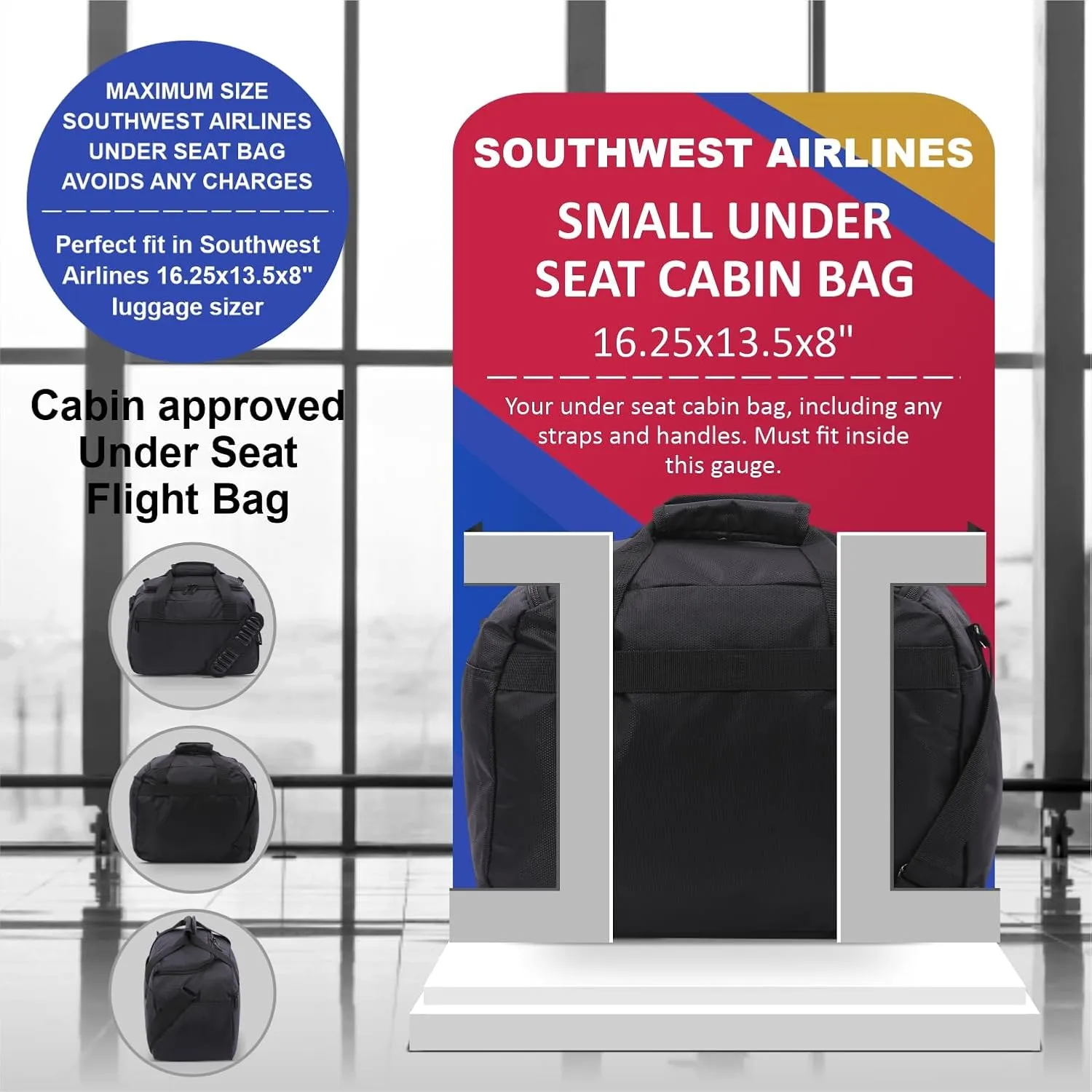 Aerolite 16.25x13.5x8 Southwest Airlines Maximum Size Cabin Bags with 5 Year Guarantee Foldable Carry On Premium Bag Holdall Small Lightweight Cabin Luggage Under seat Flight Travel Duffel Bag