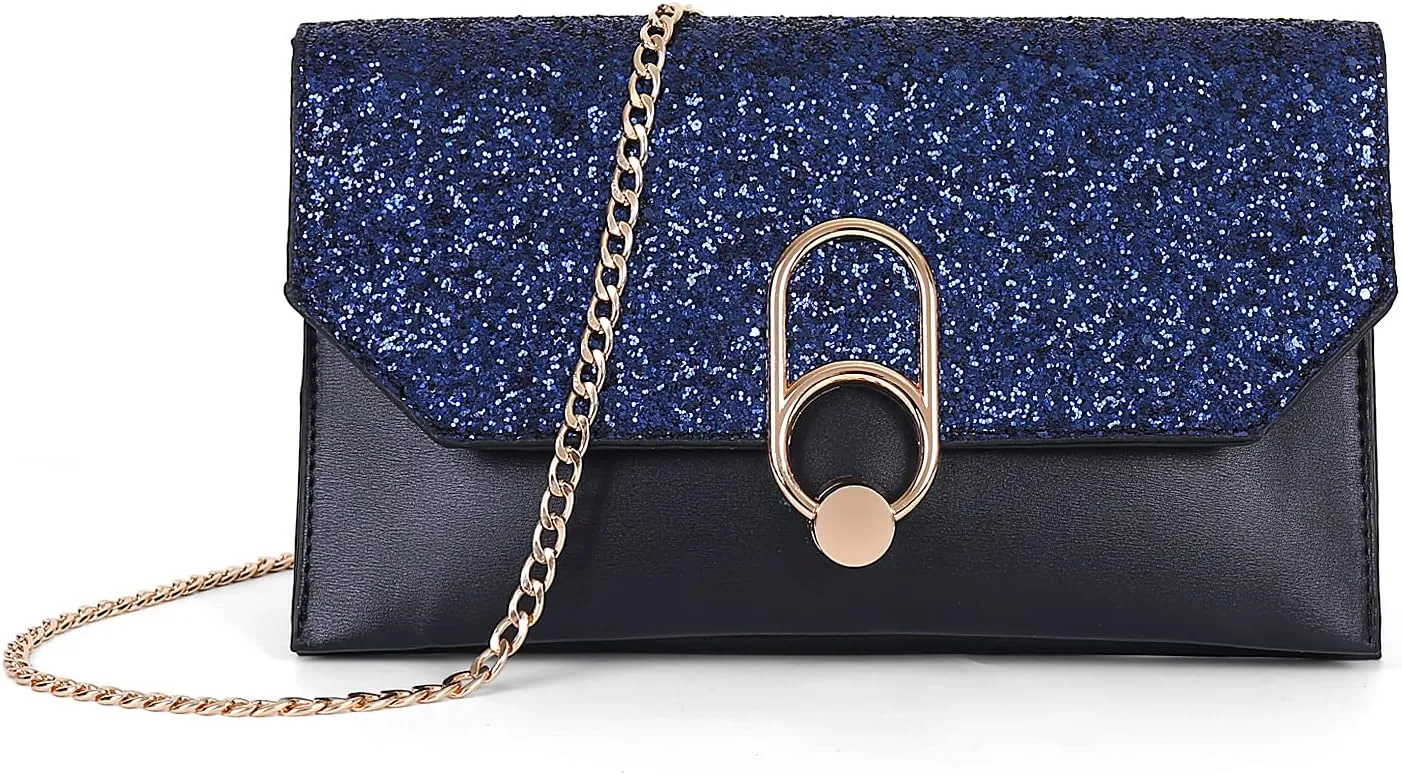 Aiqudou Glitter Clutch Purse Bag for Women - Bling Evening Party Sequin Handbag Sparkling Party Wedding PurseBlue