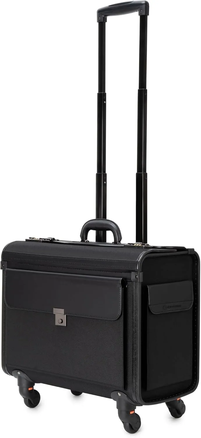 Alpine Swiss Wheeled Briefcase | Rolling Briefcase Locking Telescopic Handle 4 Replaceable Wheels | Pilot Lawyer Litigator Attache Case | 17 Laptop Compartment | Dual Combo Locks | Organizer Pockets