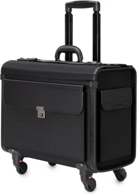 Alpine Swiss Wheeled Briefcase | Rolling Briefcase Locking Telescopic Handle 4 Replaceable Wheels | Pilot Lawyer Litigator Attache Case | 17 Laptop Compartment | Dual Combo Locks | Organizer Pockets