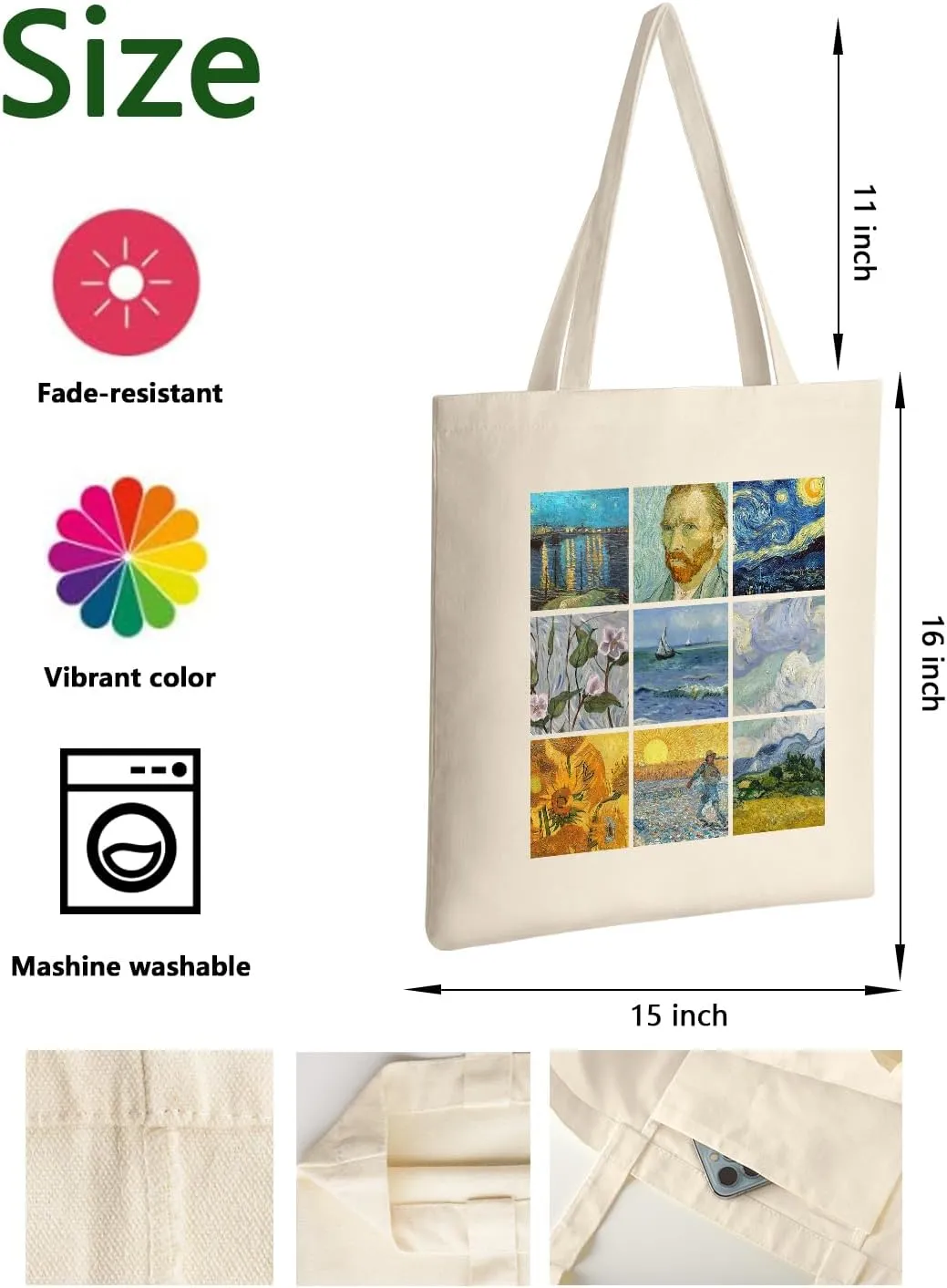 AUSVKAI Canvas Tote Bag for Women, Aesthetic Cute Grocery Grocery Reusable Cotton Gift Bag for Shooping Beach Trendy Gifts
