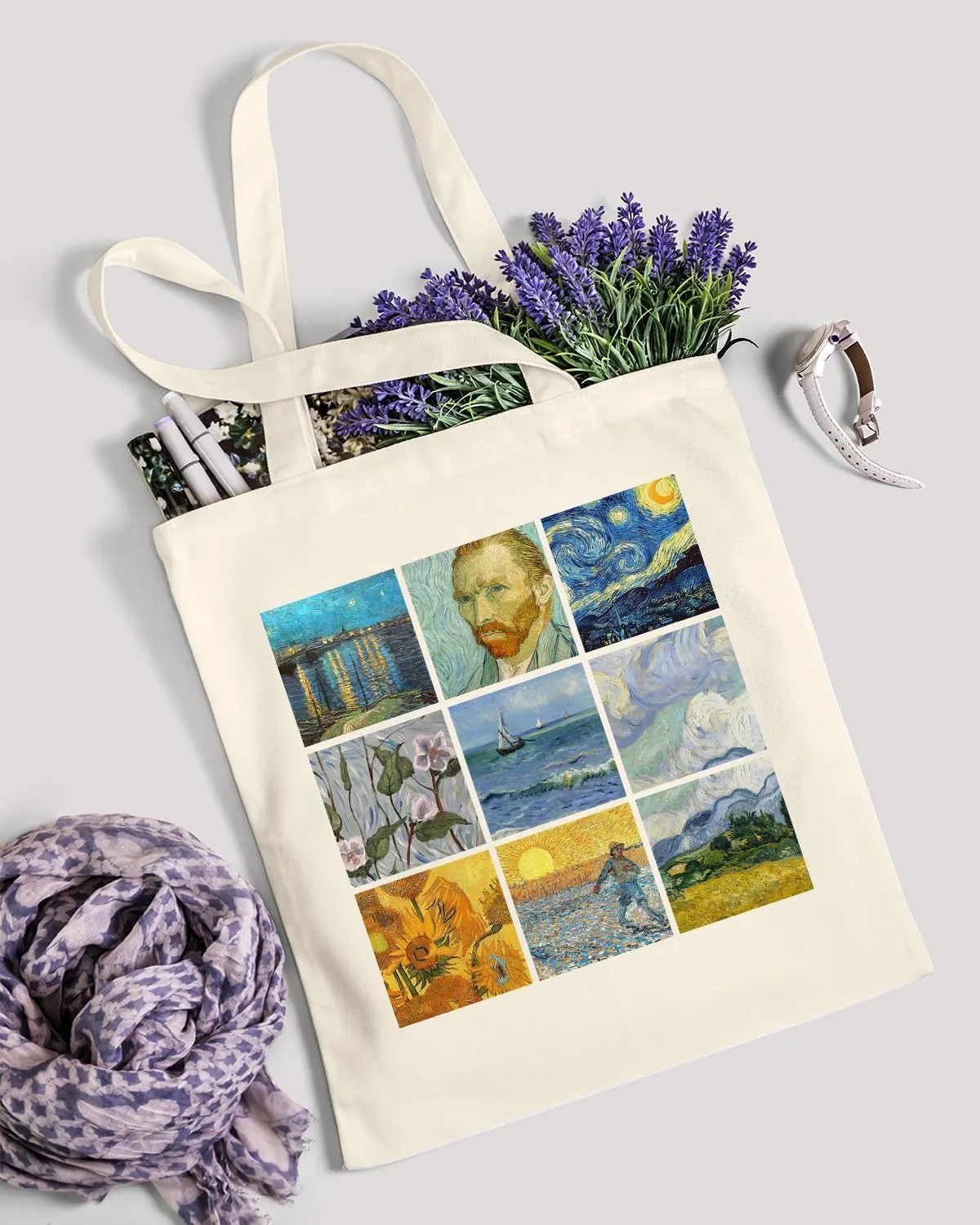 AUSVKAI Canvas Tote Bag for Women, Aesthetic Cute Grocery Grocery Reusable Cotton Gift Bag for Shooping Beach Trendy Gifts