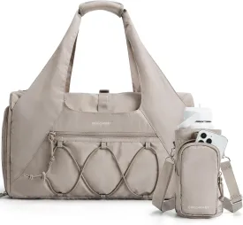 BAGSMART Gym Bag for Women, Lightweight Duffel with Shoe Compartment, Weekender with Wet Pocket, Workout Yoga Tote, Camel