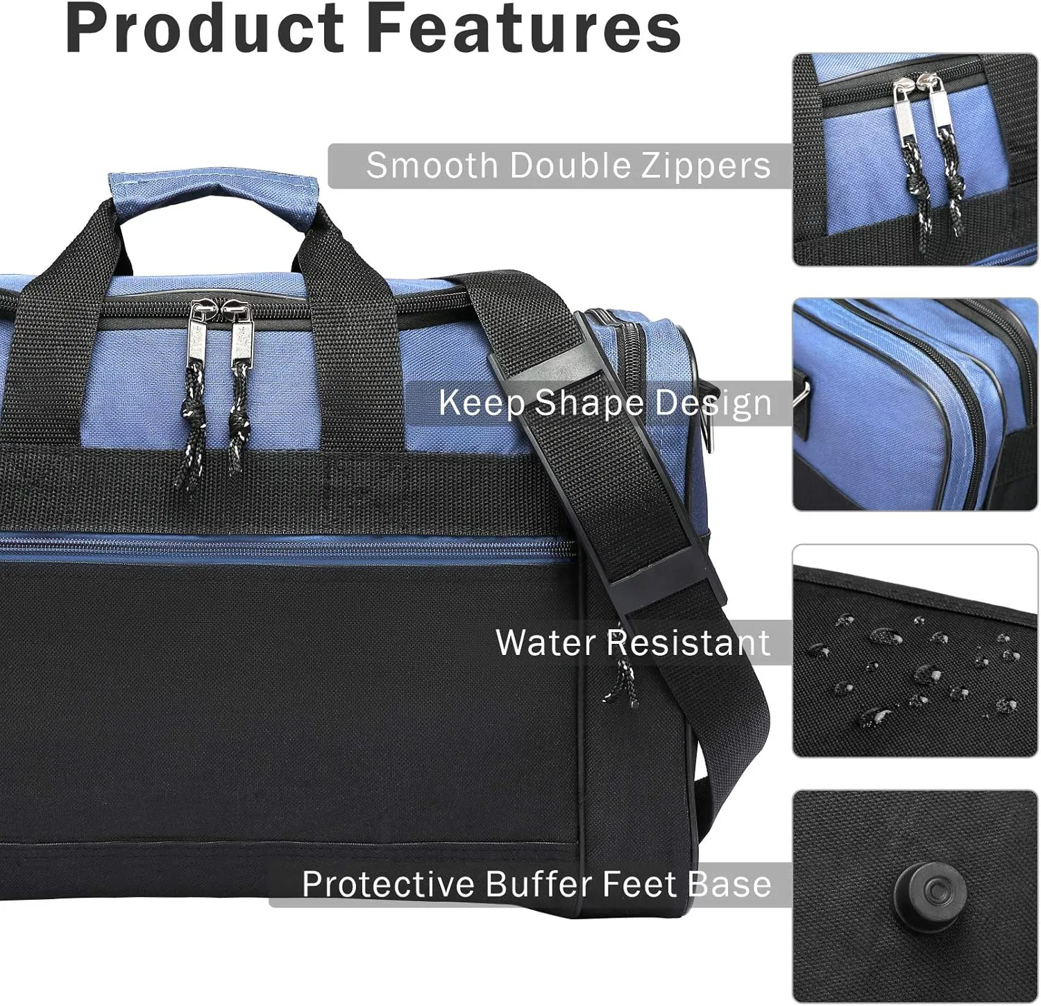 BuyAgain Duffle Bag, 17" Travel Carry On Sport Overnight Weekender Duffel Gym Bag with Adjustable Strap For Men Or Women
