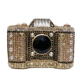 Camera Shape Rhinestone Clutch
