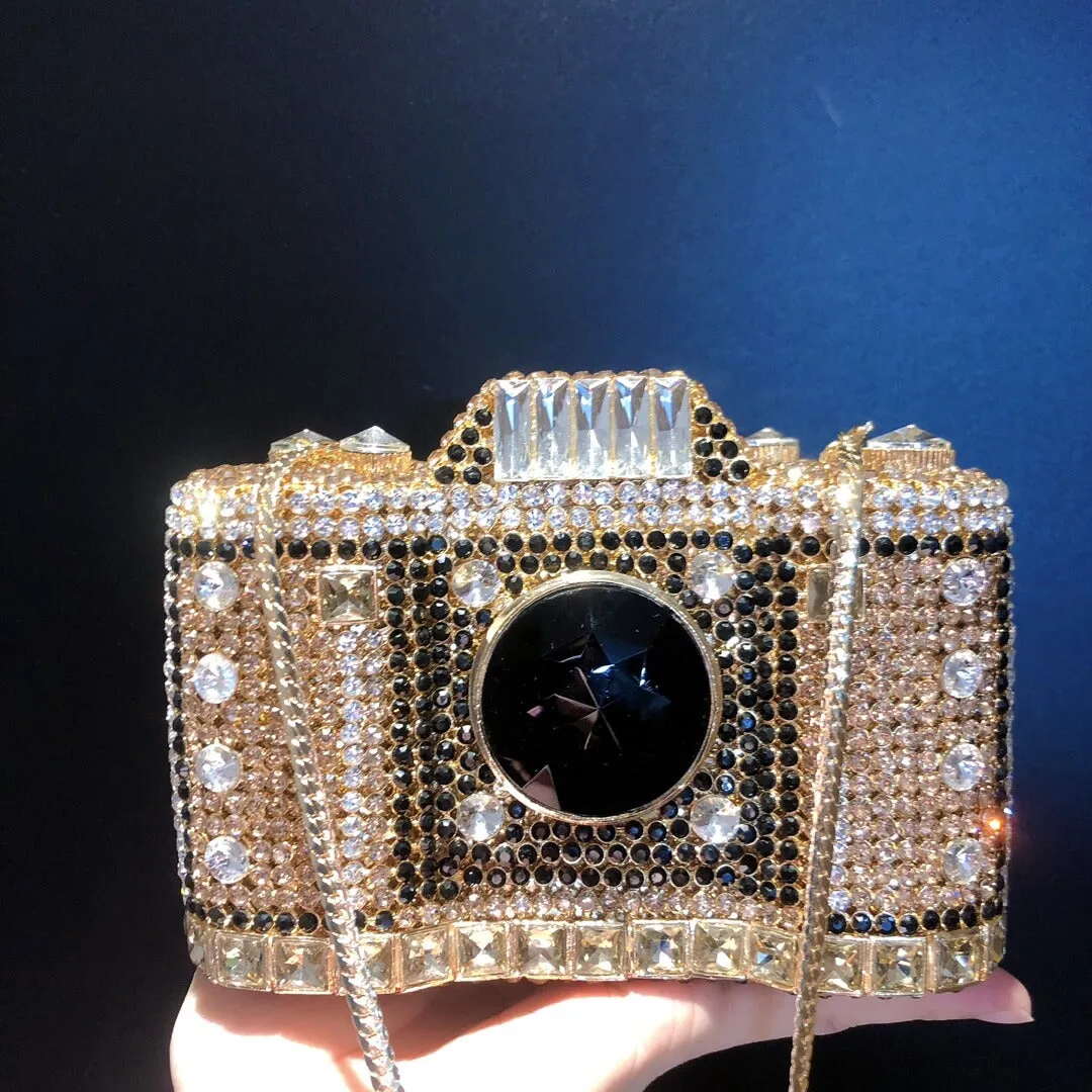 Camera Shape Rhinestone Clutch