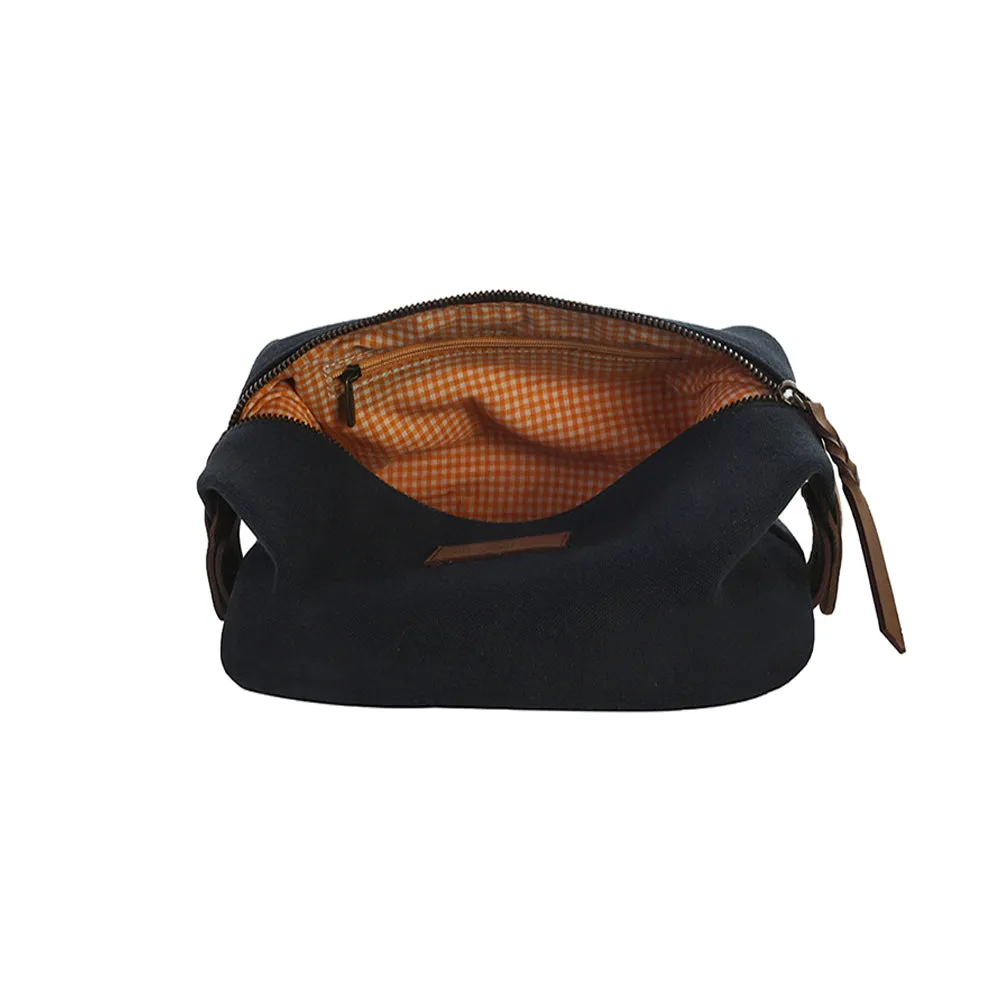 Canvas & Leather Dopp Kit- Blue