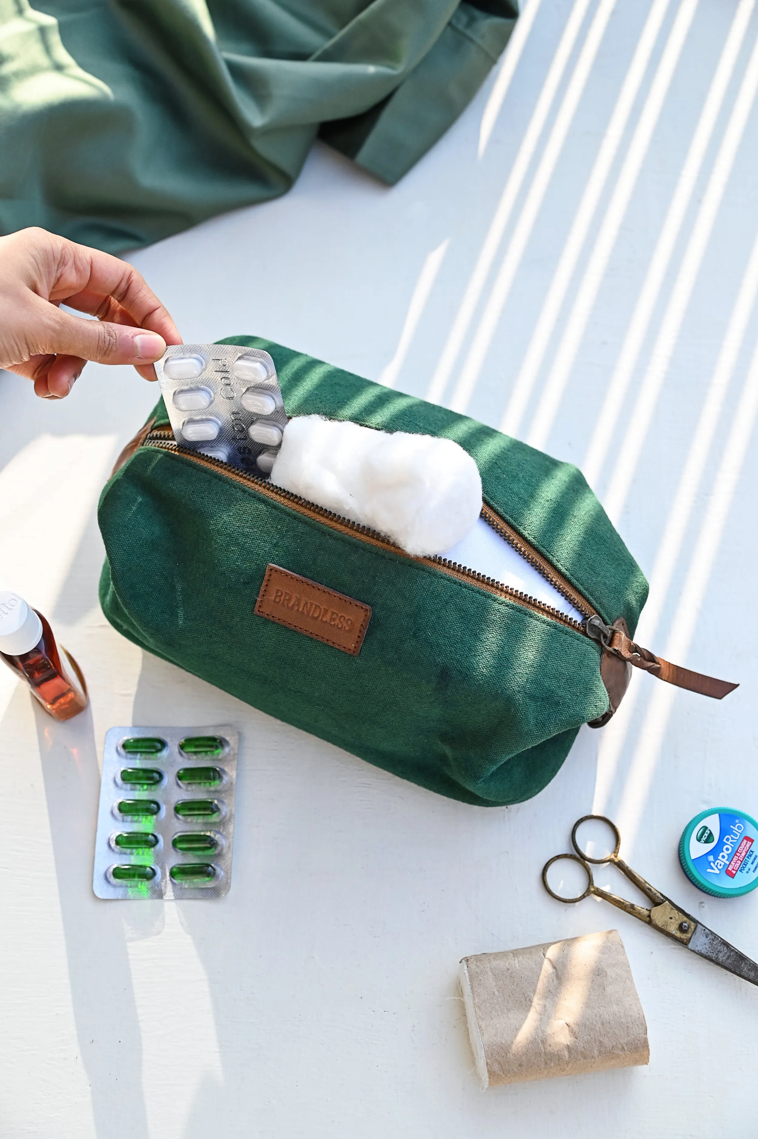 Canvas & Leather Dopp Kit- Blue