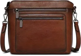 COOLCY Genuine Leather Crossbody Bags for Women Purses and Handbags for Ladies with Multiple Pockets Shoulder Satchel Bag