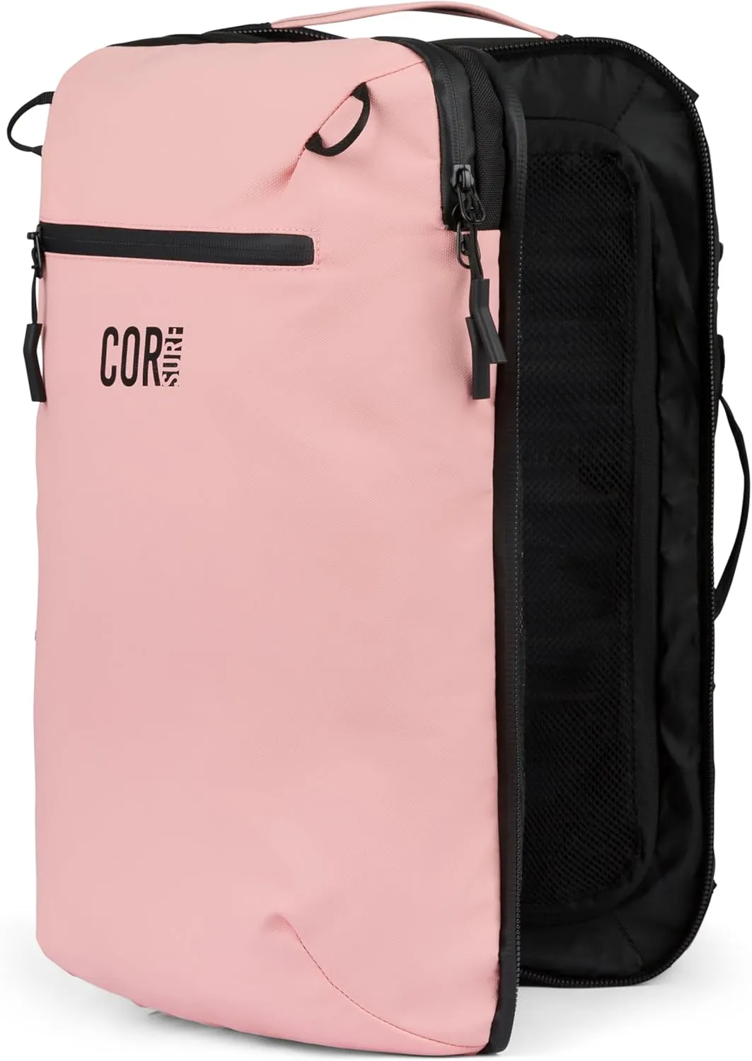 COR Surf Carry On Travel Laptop Backpack with Secret Passport Pockets | Daypack Business Weekender Luggage Backpack for Men and Women | The Island Hopper (28L, Pink)