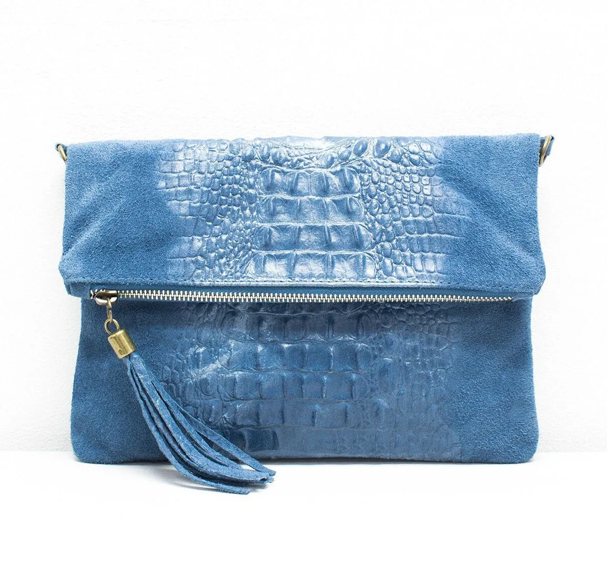 Crocodile Evening Clutch Bag GENUINE Suede Leather Wedding Party Italian Crossbody Bag Night Out Dinner Date Dress up