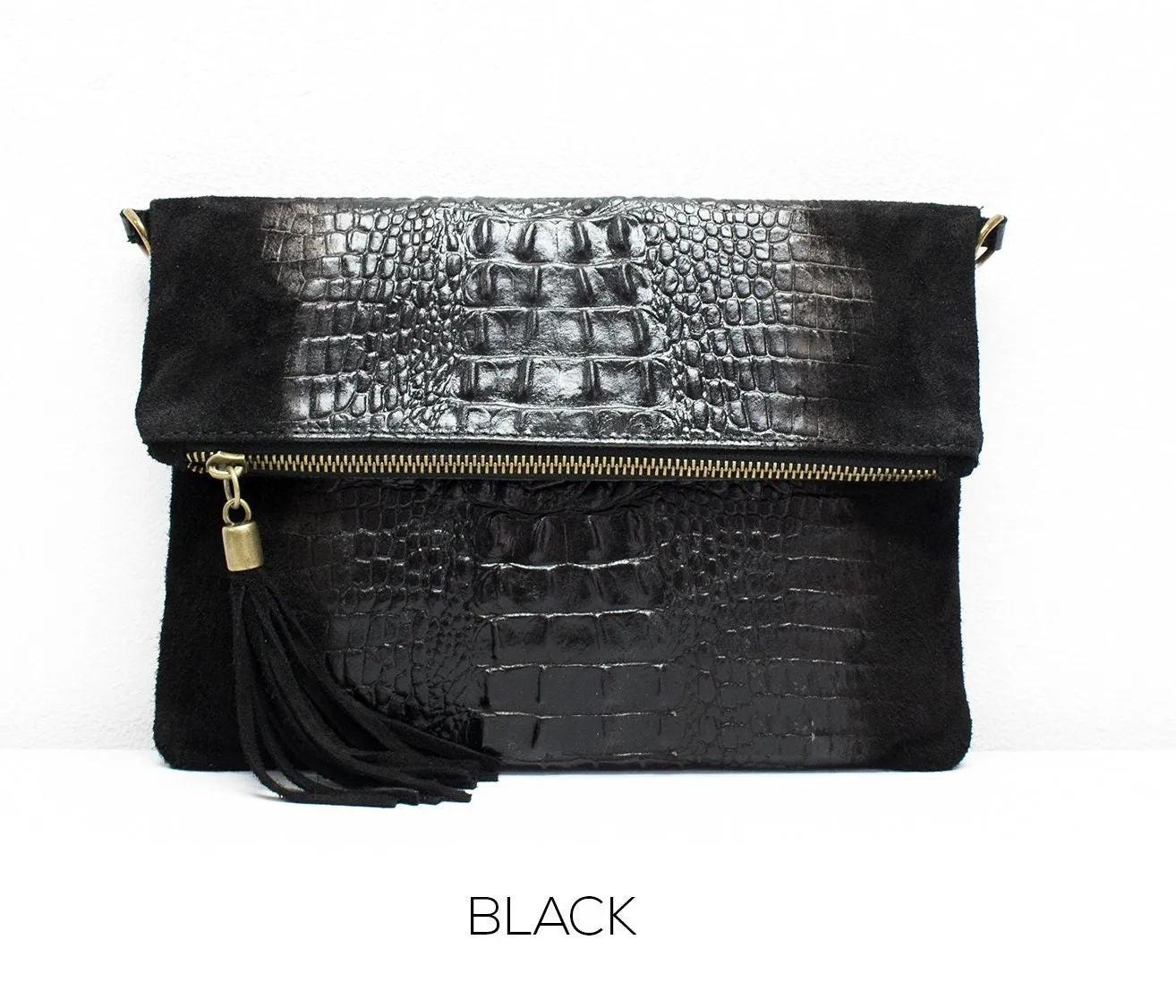 Crocodile Evening Clutch Bag GENUINE Suede Leather Wedding Party Italian Crossbody Bag Night Out Dinner Date Dress up