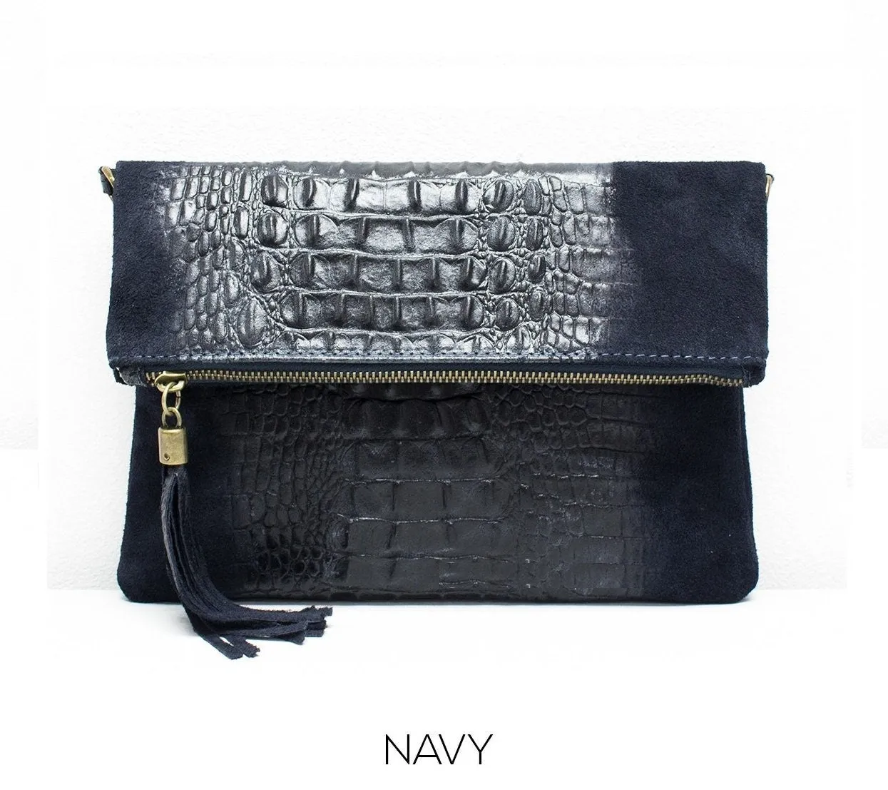 Crocodile Evening Clutch Bag GENUINE Suede Leather Wedding Party Italian Crossbody Bag Night Out Dinner Date Dress up
