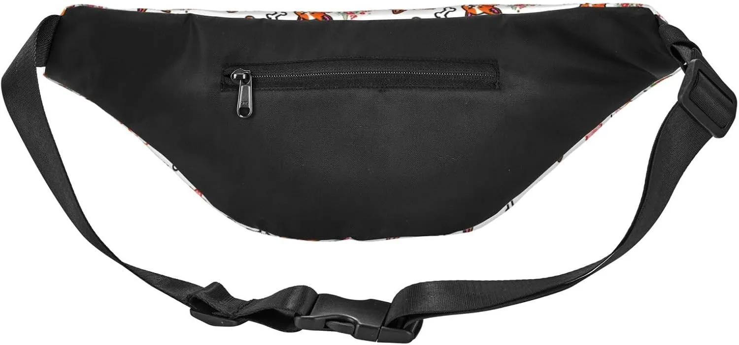 Cute Corgi Dog Pattern Waist Bag Gifts Men Fanny Pack Adjustable Strap And Headphone Jack Hip Bum Bag