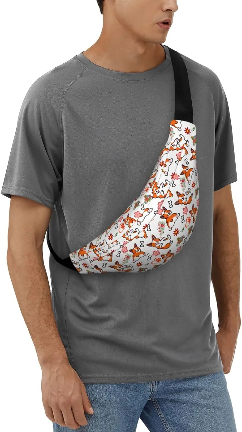 Cute Corgi Dog Pattern Waist Bag Gifts Men Fanny Pack Adjustable Strap And Headphone Jack Hip Bum Bag