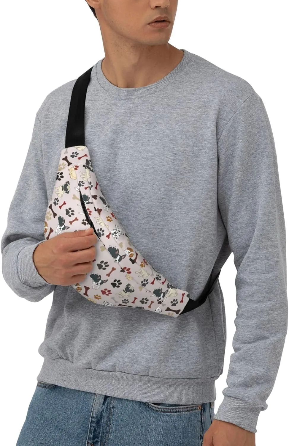 Cute Dogs Paw Bone Pattern Waist Bag Gifts Men Fanny Pack Adjustable Strap And Headphone Jack Hip Bum Bag