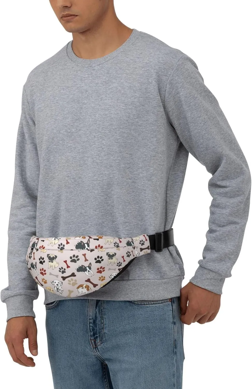 Cute Dogs Paw Bone Pattern Waist Bag Gifts Men Fanny Pack Adjustable Strap And Headphone Jack Hip Bum Bag