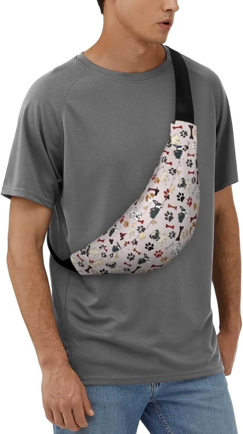 Cute Dogs Paw Bone Pattern Waist Bag Gifts Men Fanny Pack Adjustable Strap And Headphone Jack Hip Bum Bag