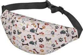 Cute Dogs Paw Bone Pattern Waist Bag Gifts Men Fanny Pack Adjustable Strap And Headphone Jack Hip Bum Bag