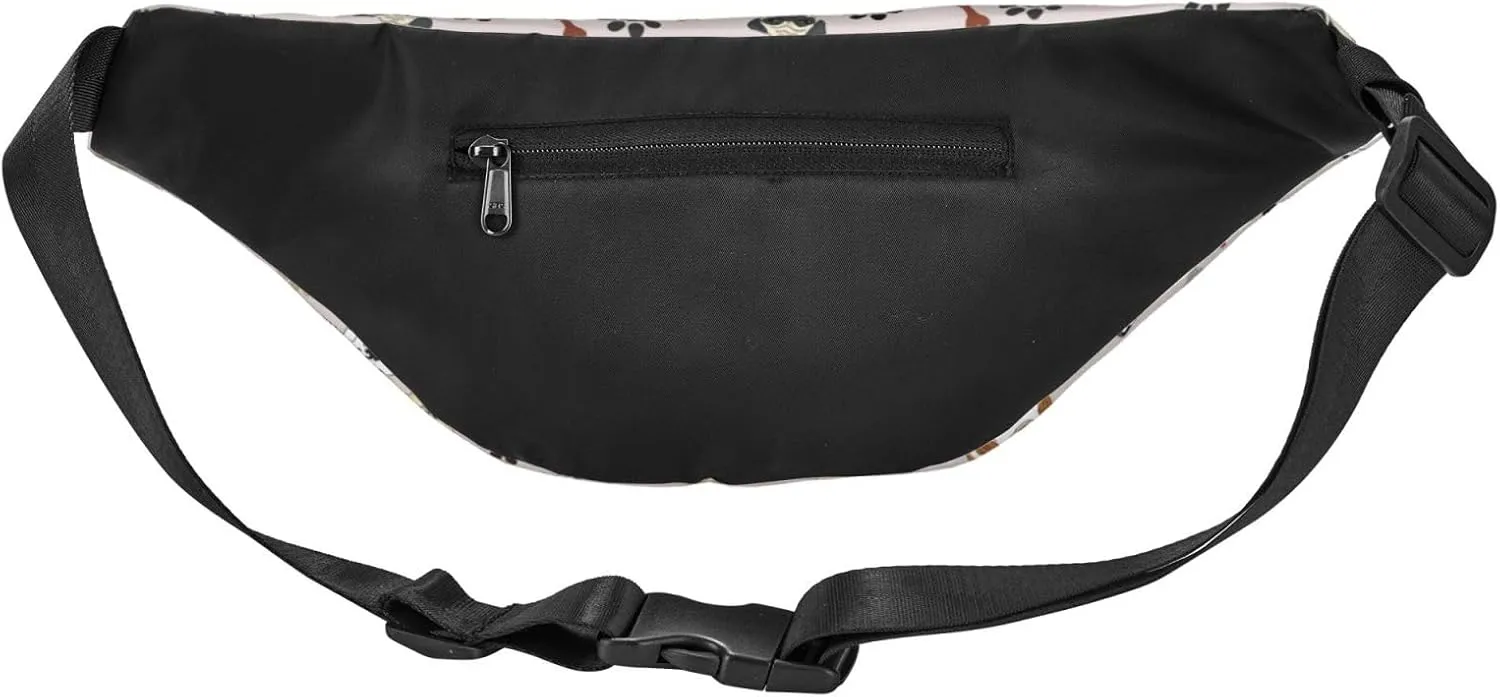 Cute Dogs Paw Bone Pattern Waist Bag Gifts Men Fanny Pack Adjustable Strap And Headphone Jack Hip Bum Bag