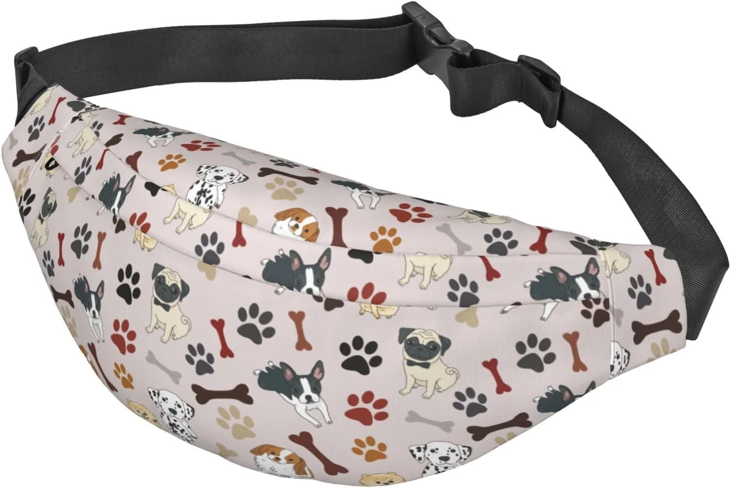 Cute Dogs Paw Bone Pattern Waist Bag Gifts Men Fanny Pack Adjustable Strap And Headphone Jack Hip Bum Bag