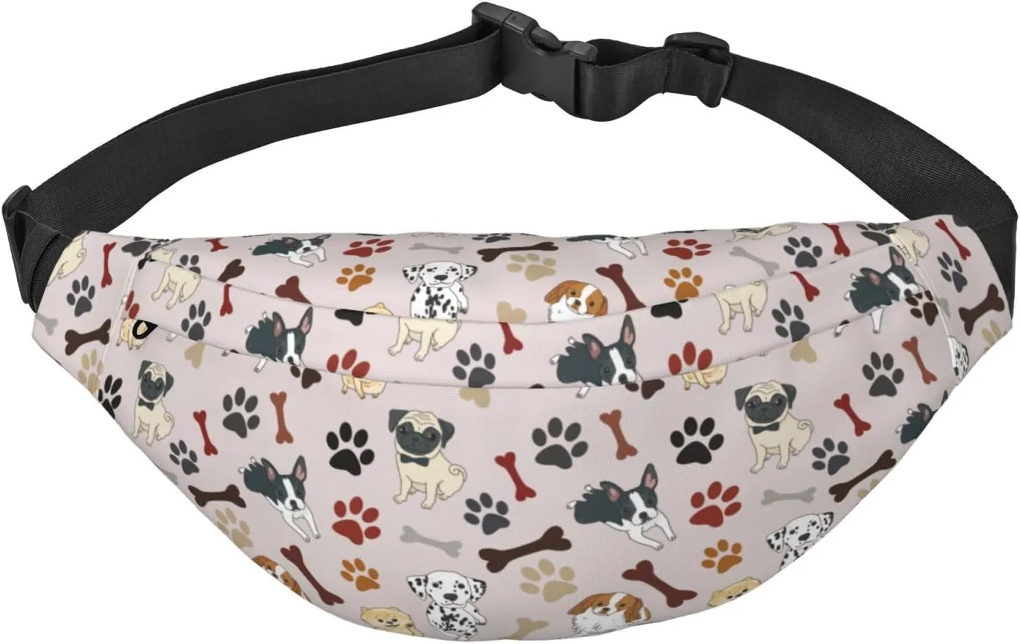 Cute Dogs Paw Bone Pattern Waist Bag Gifts Men Fanny Pack Adjustable Strap And Headphone Jack Hip Bum Bag