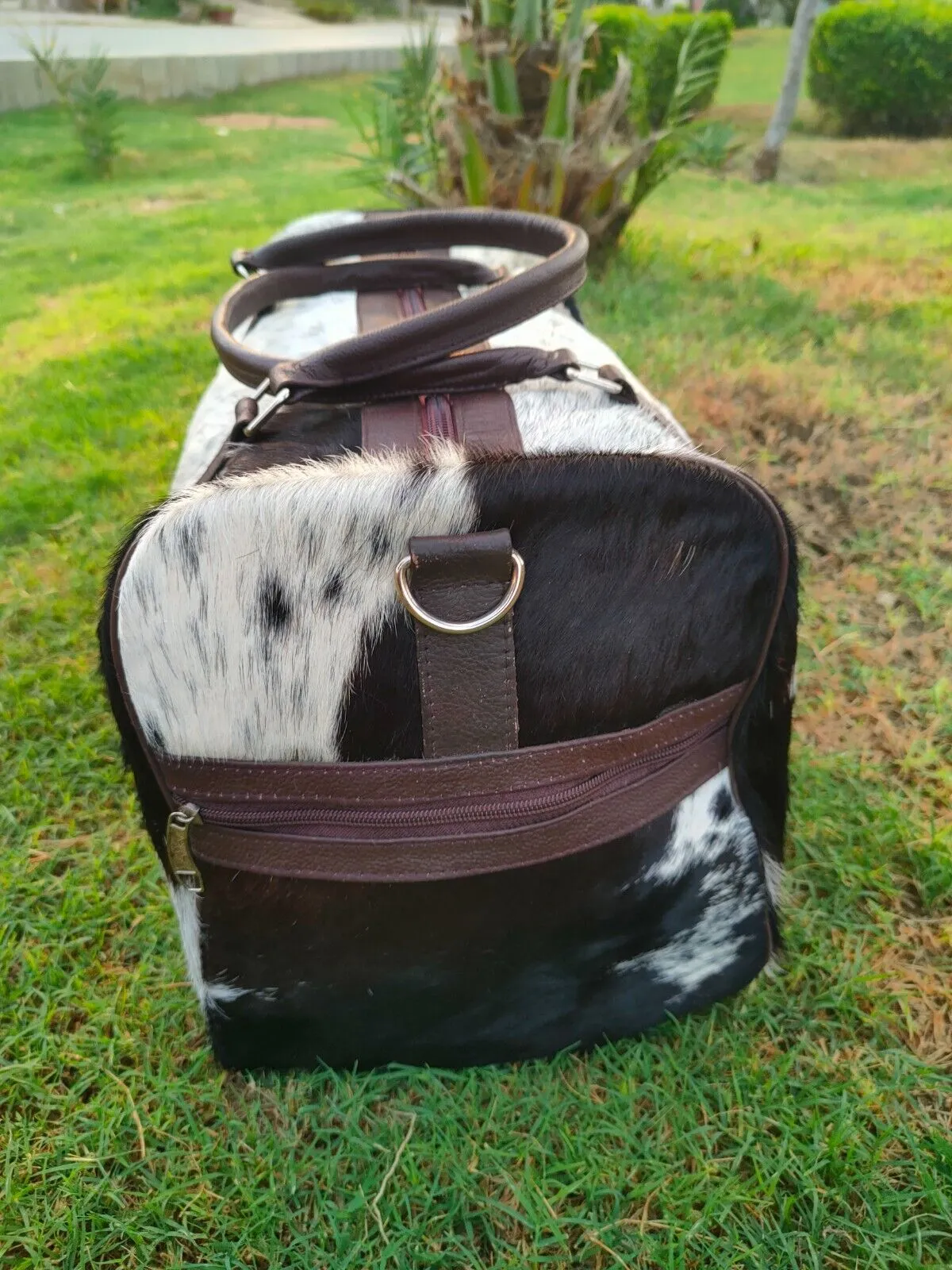 Dark Tricolor Cowhide Duffle Bag