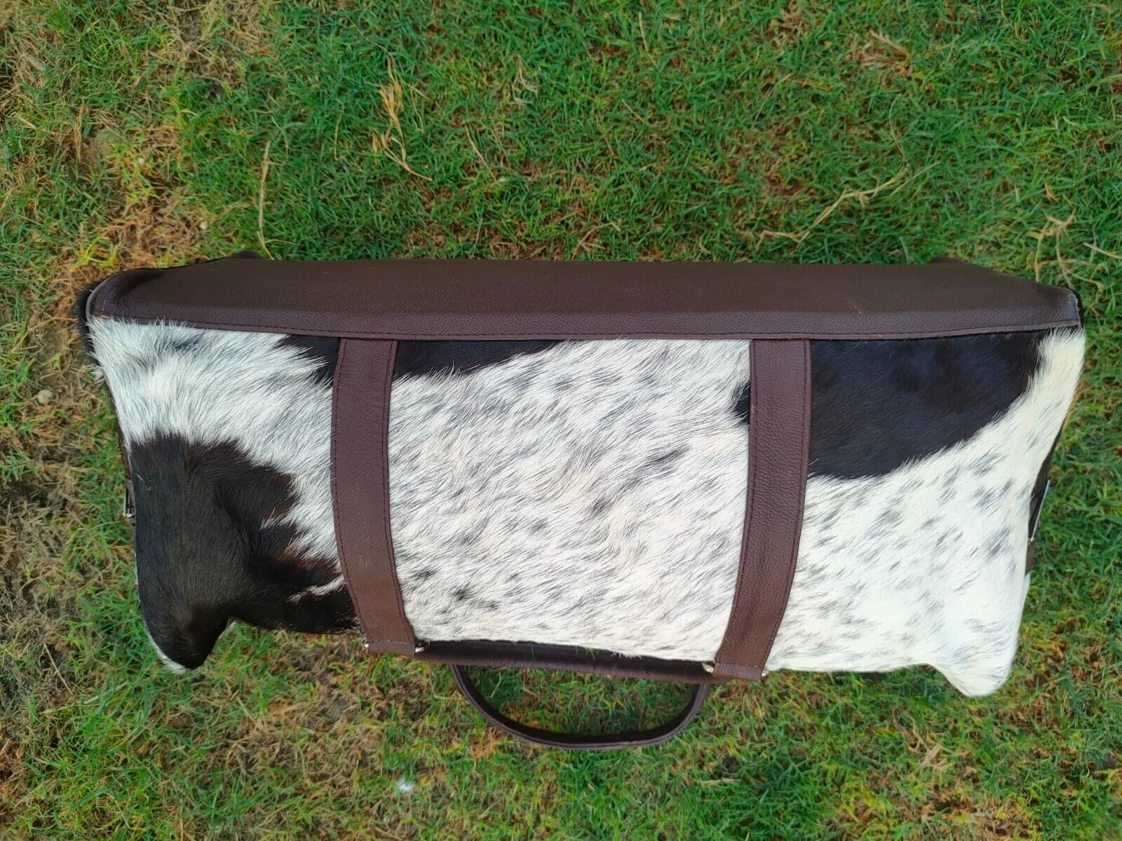 Dark Tricolor Cowhide Duffle Bag