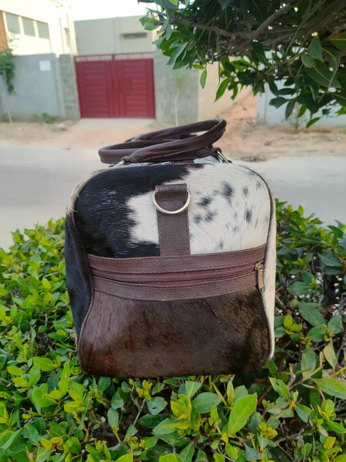 Dark Tricolor Cowhide Duffle Bag
