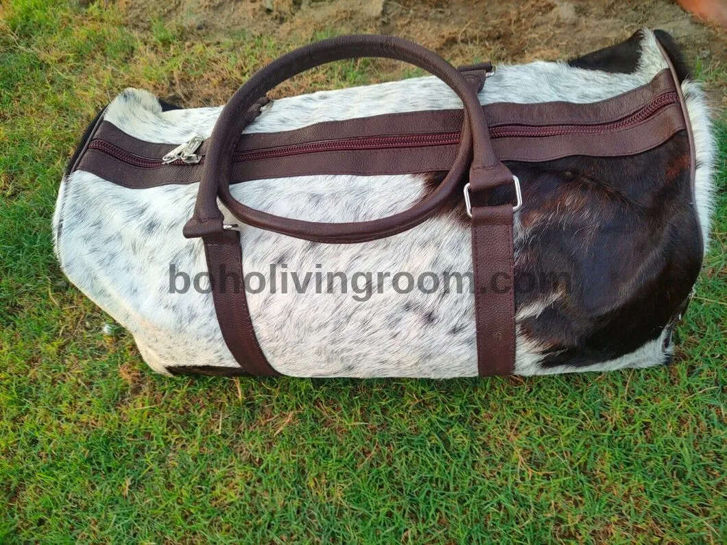 Dark Tricolor Cowhide Duffle Bag