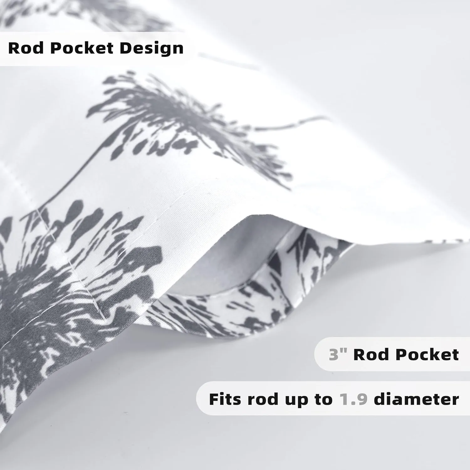 DriftAway Dandelion Floral Botanical Lined Thermal Insulated Window Curtain Valance Rod Pocket 52 Inch by 18 Inch Plus 2 Inch Header Gray 1 Pack
