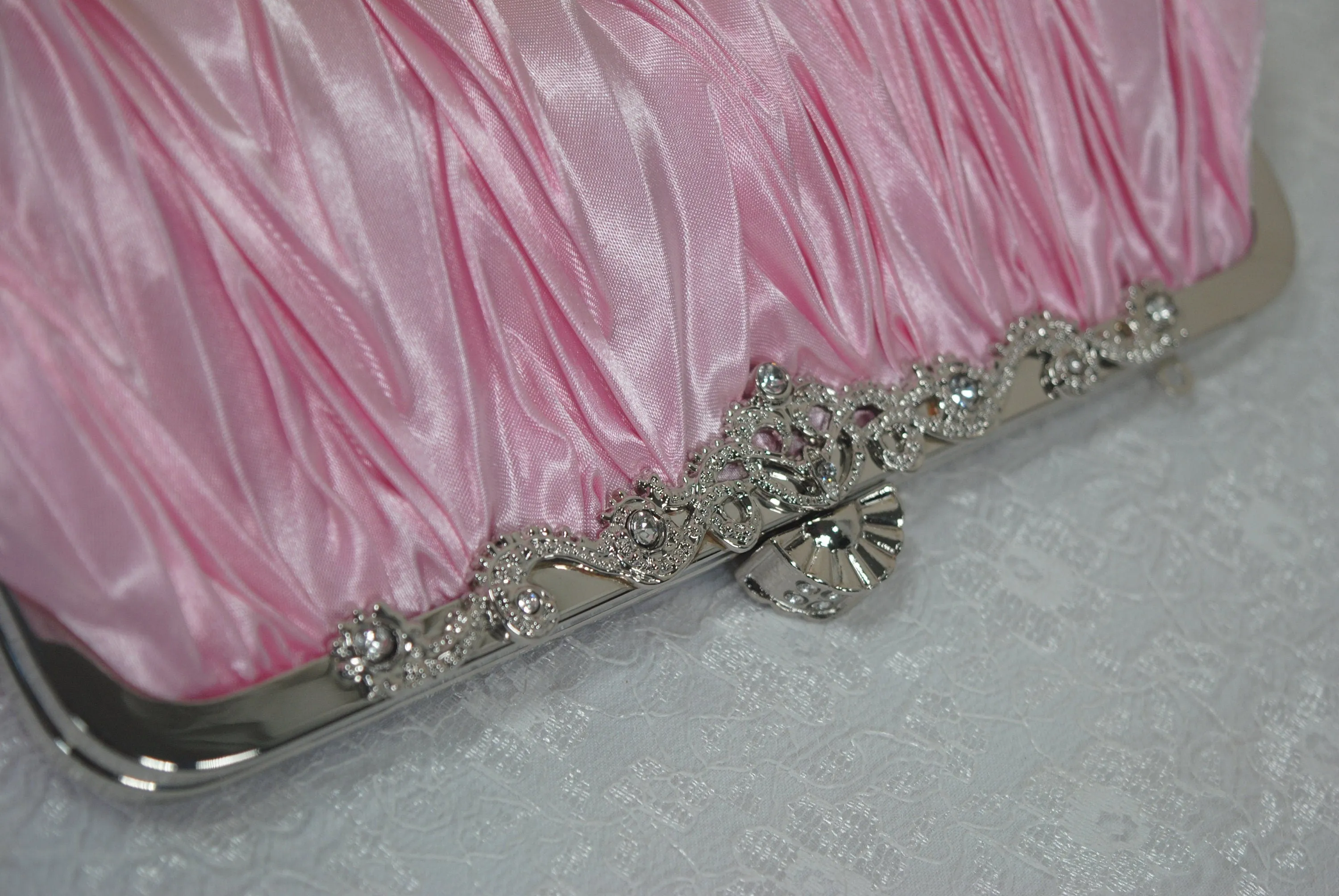 Elegant Bridal Satin Diamanté Clutch Bag | Various Colours