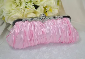 Elegant Bridal Satin Diamanté Clutch Bag | Various Colours