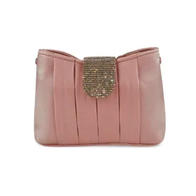 Elegant Satin Clutch Bag with Detachable Gold Chain