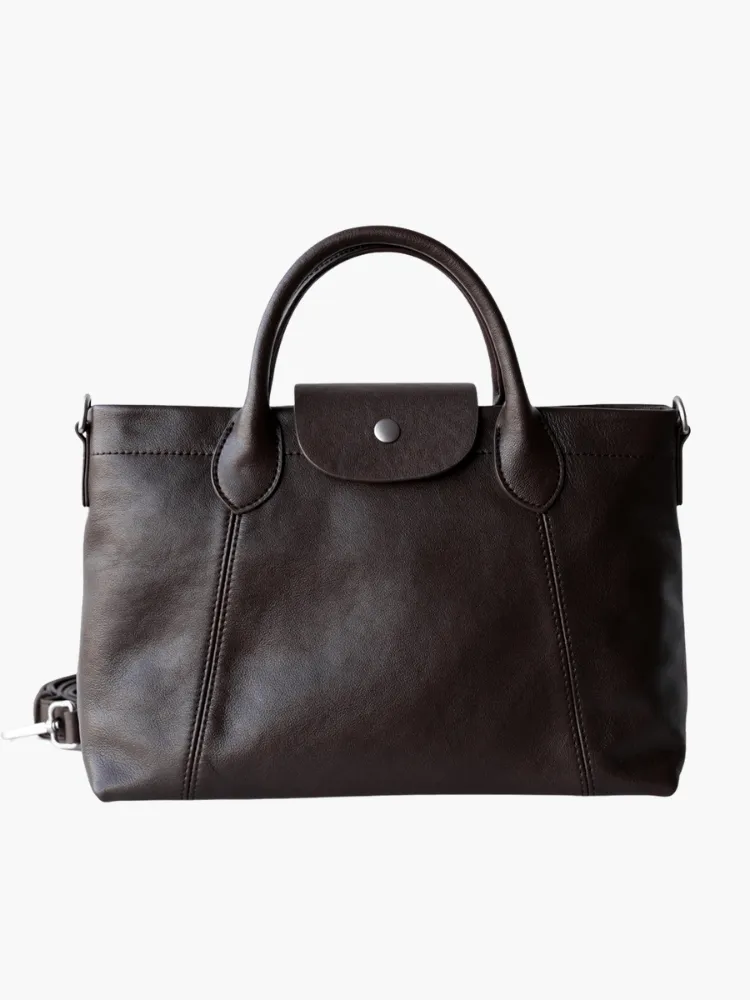 Evelyn | Classic Leather Tote – Effortless Style in Rich Brown