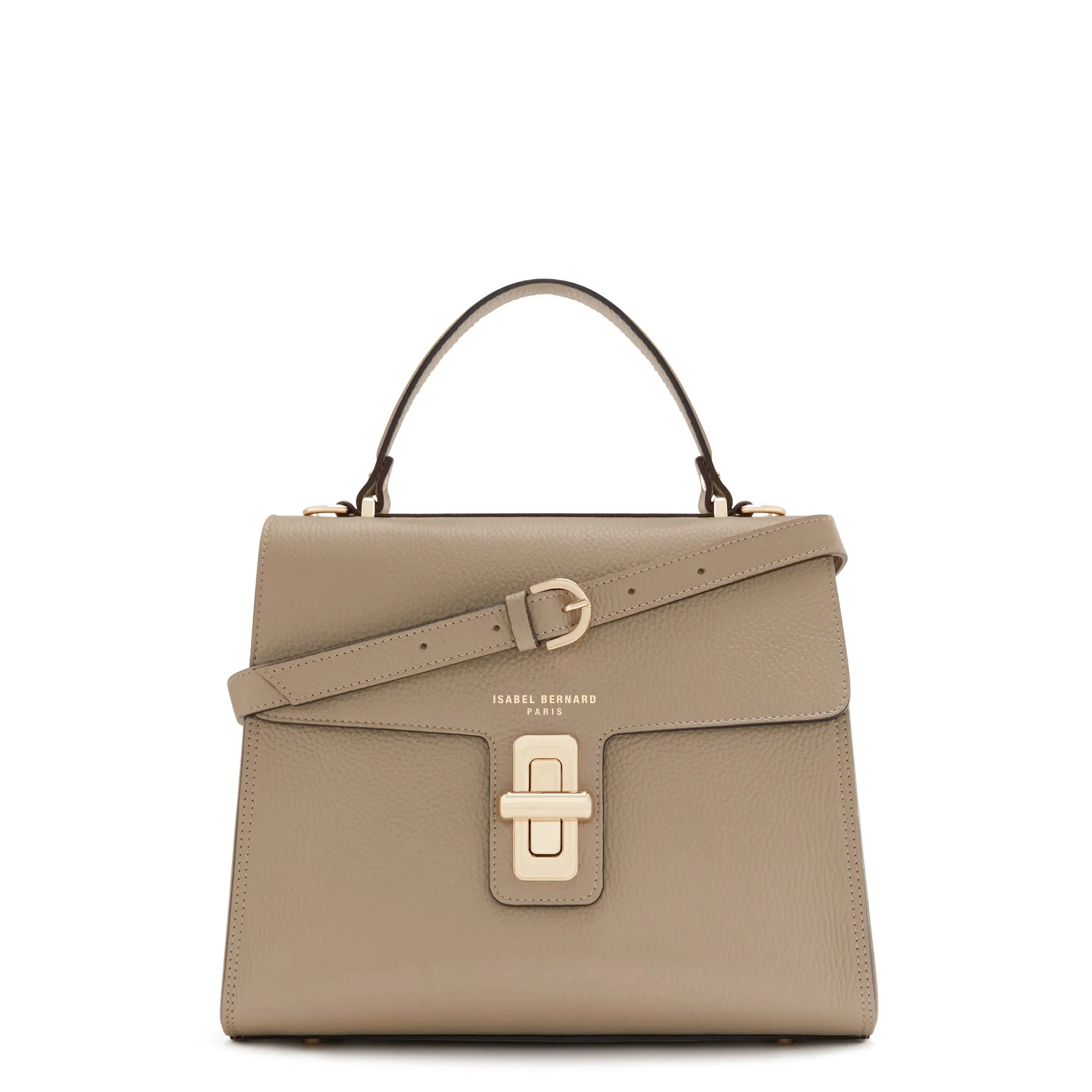 Femme Forte Simone Midi taupe leather handbag calfskin leather