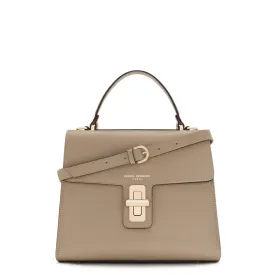Femme Forte Simone Midi taupe leather handbag calfskin leather