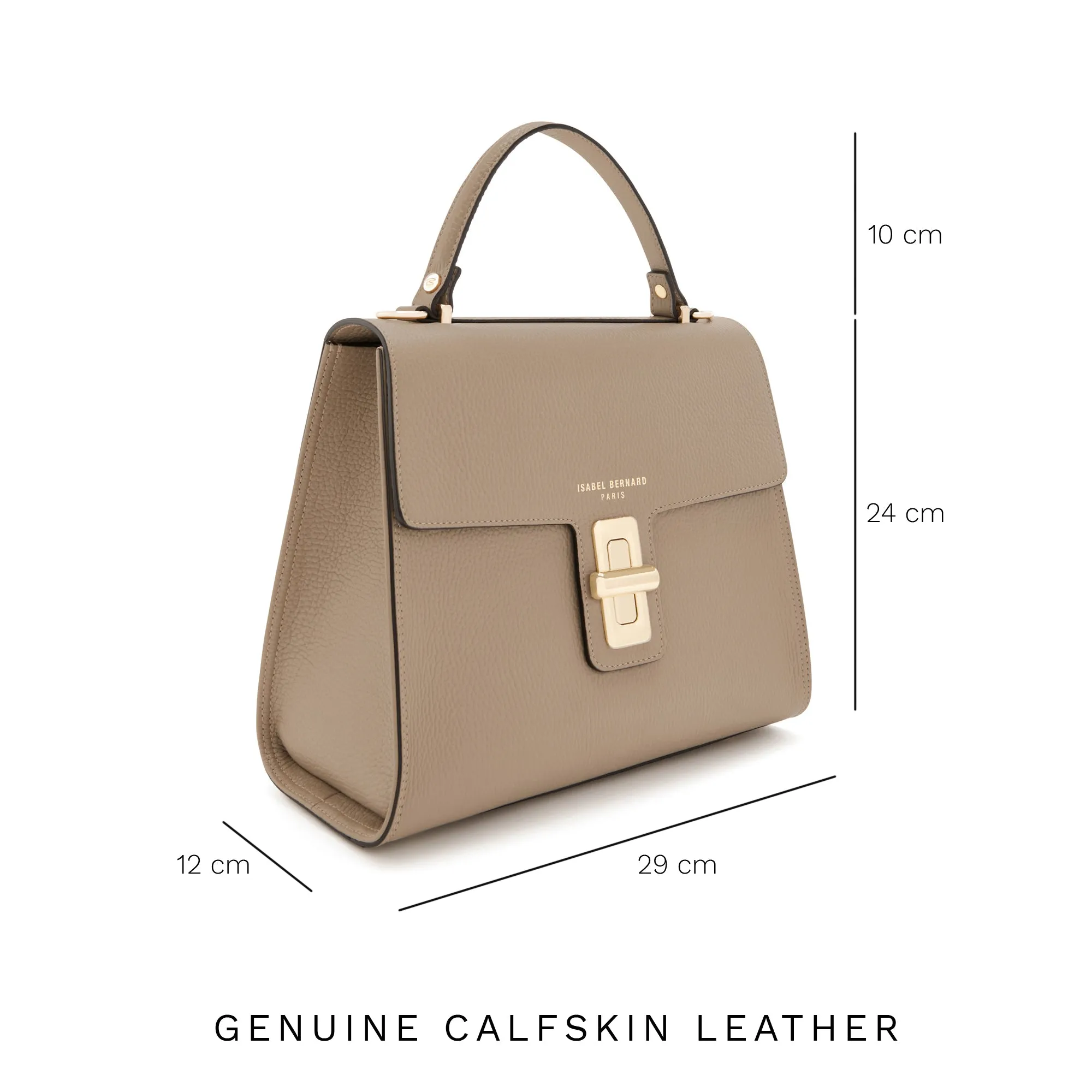 Femme Forte Simone Midi taupe leather handbag calfskin leather