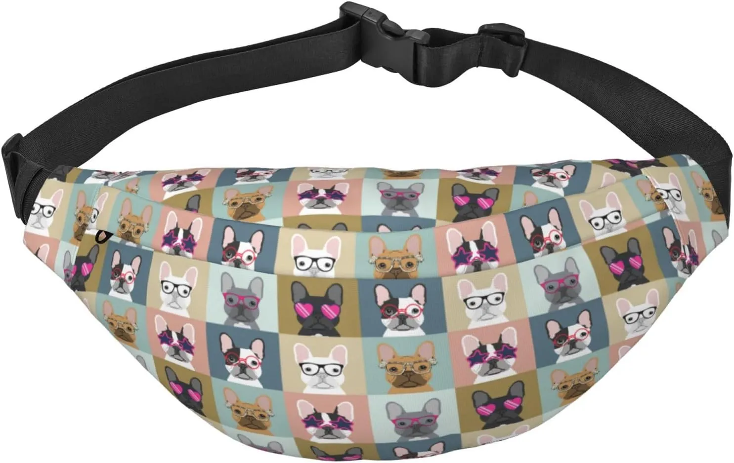 French Bulldogs Pattern Waist Bag Gifts Men Fanny Pack Adjustable Strap And Headphone Jack Hip Bum Bag