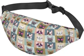 French Bulldogs Pattern Waist Bag Gifts Men Fanny Pack Adjustable Strap And Headphone Jack Hip Bum Bag