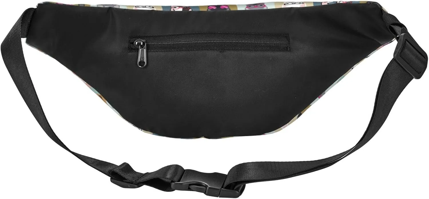French Bulldogs Pattern Waist Bag Gifts Men Fanny Pack Adjustable Strap And Headphone Jack Hip Bum Bag
