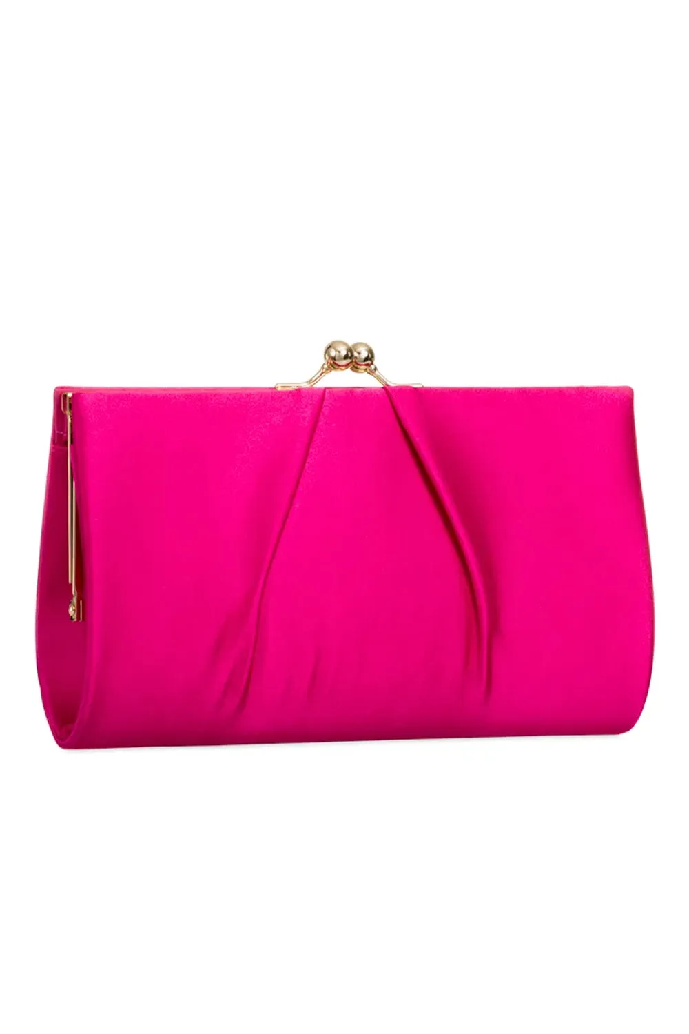 Fuchsia Satin Clutch Bag