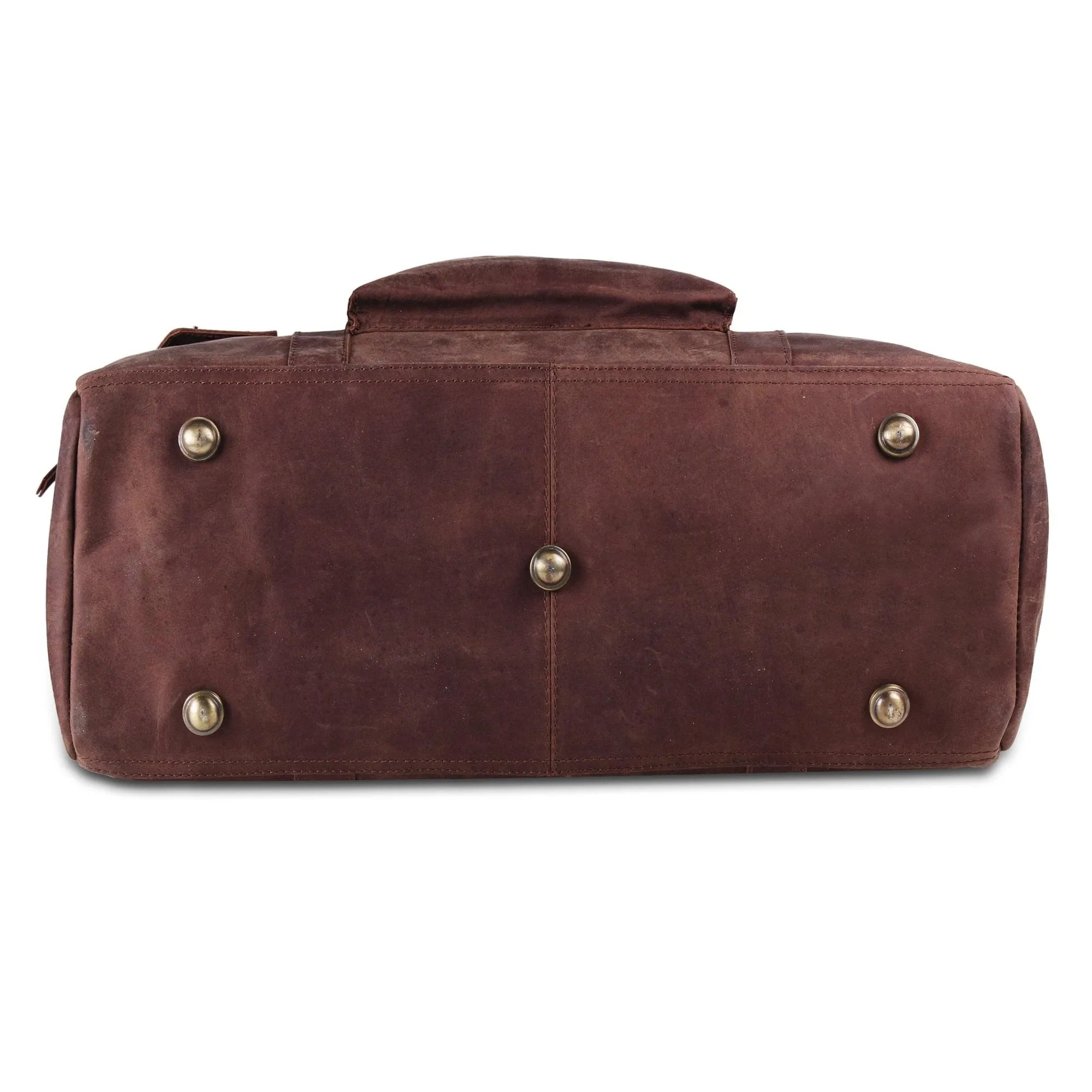 Genuine Leather Travel Weekender 20 Inch Brown Duffle Bag