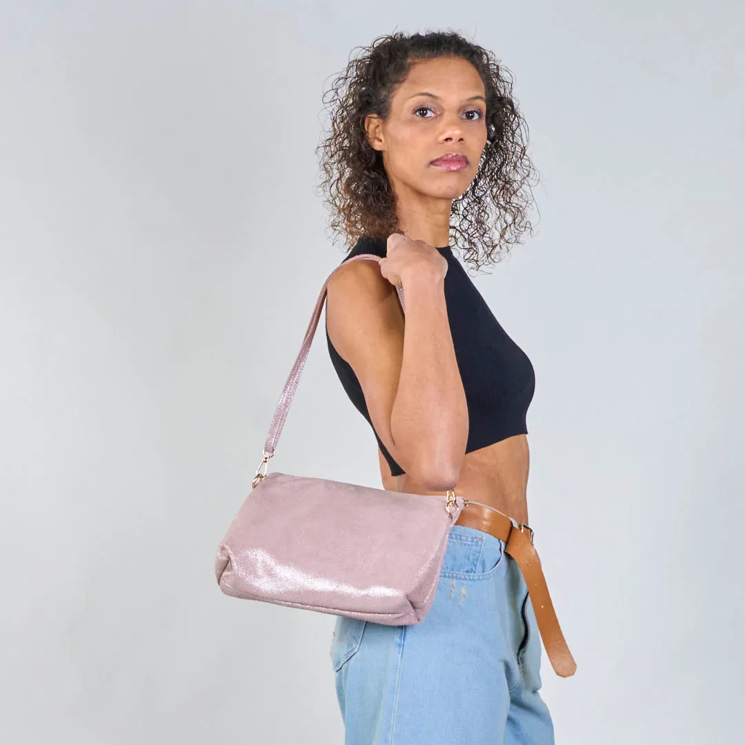 Glitter finish leather clutch wholesale