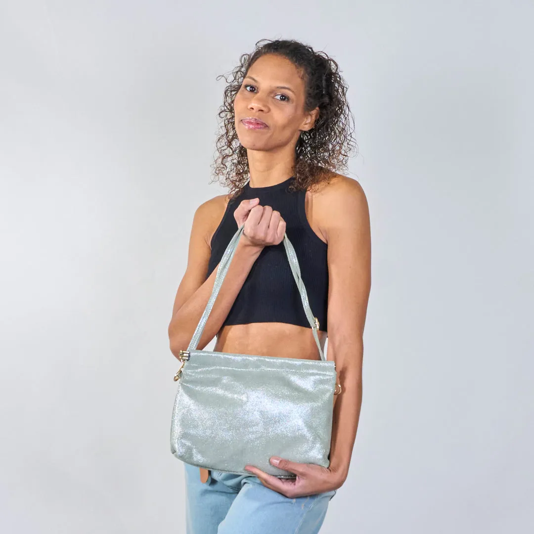 Glitter finish leather clutch wholesale