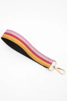 Glitter Striped Wrist Strap in Pink & Red