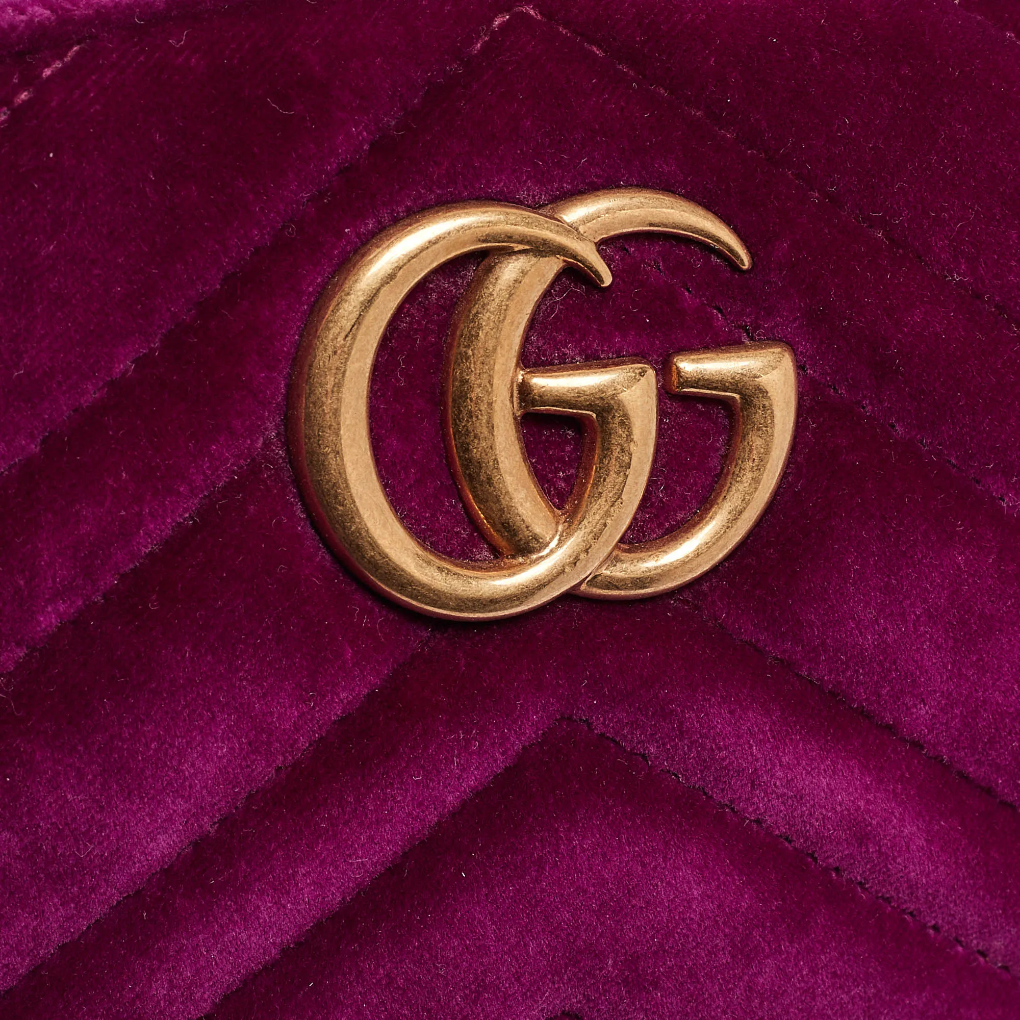 Gucci Purple Matelass&eacute; Velvet Mini Gg Marmont Belt Bag