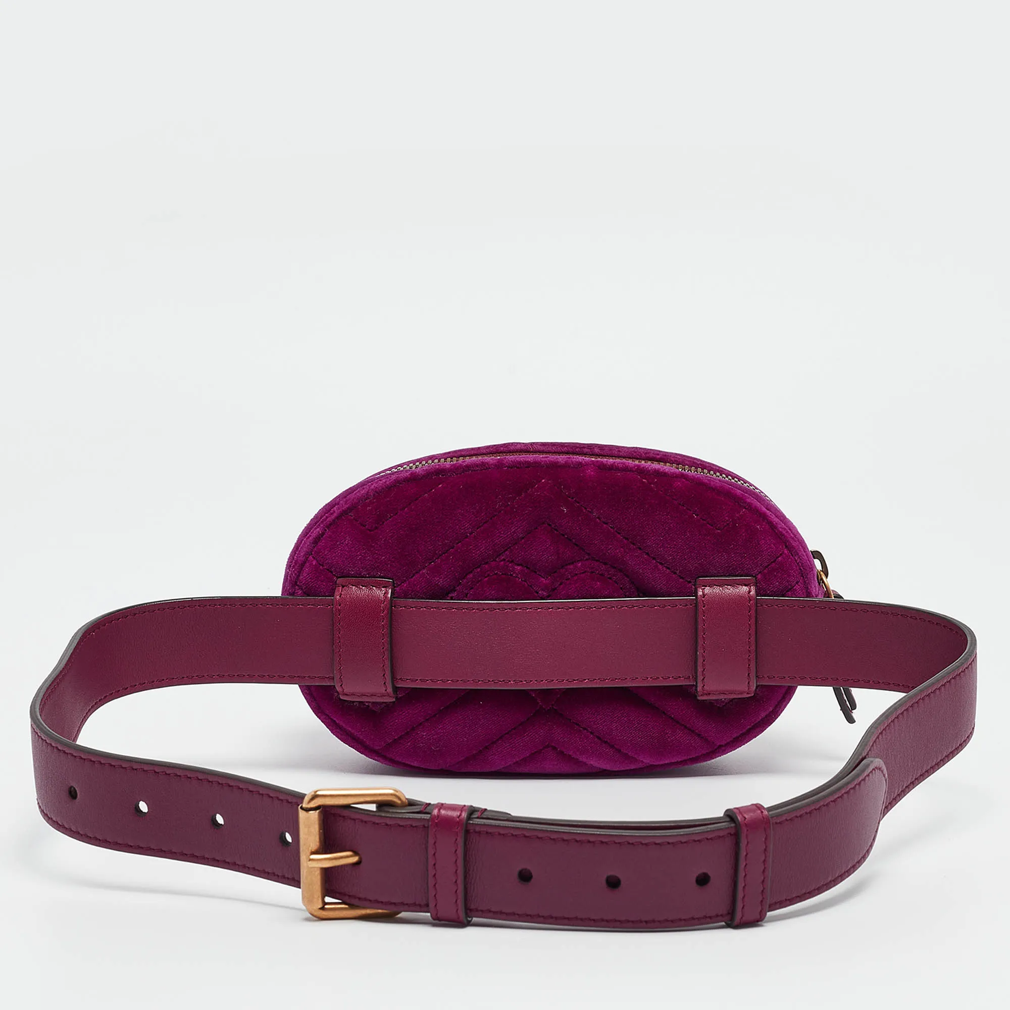 Gucci Purple Matelass&eacute; Velvet Mini Gg Marmont Belt Bag