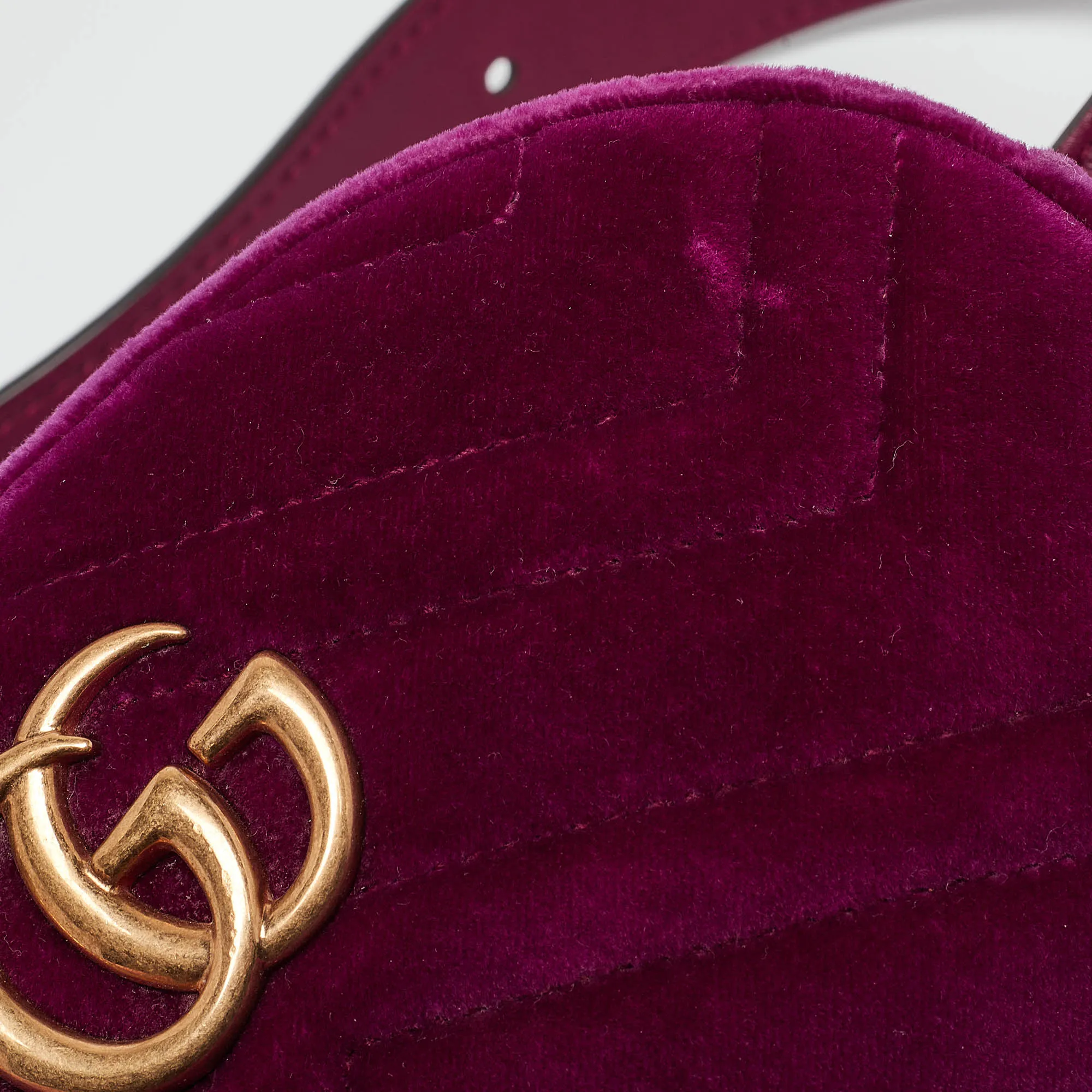Gucci Purple Matelass&eacute; Velvet Mini Gg Marmont Belt Bag