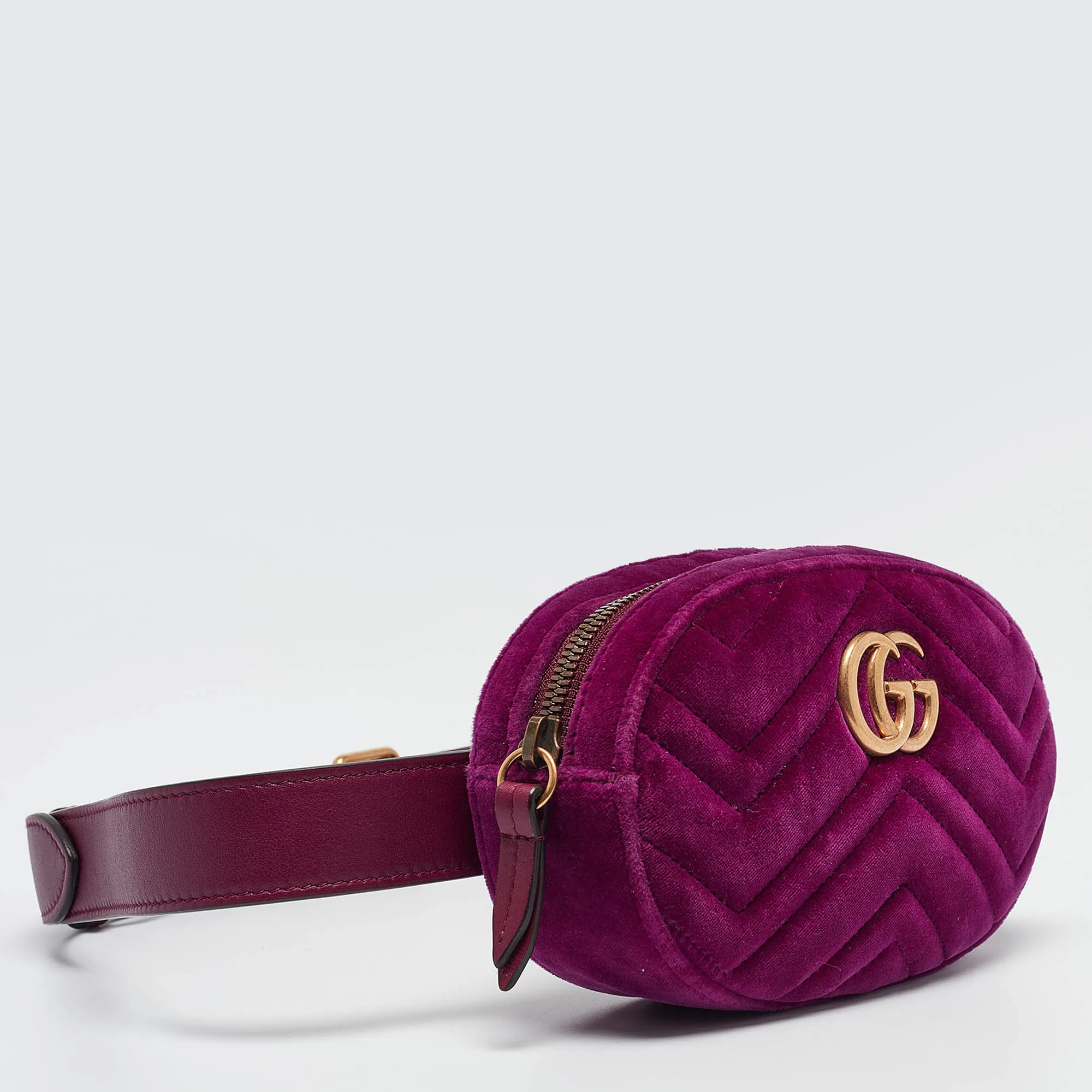 Gucci Purple Matelass&eacute; Velvet Mini Gg Marmont Belt Bag